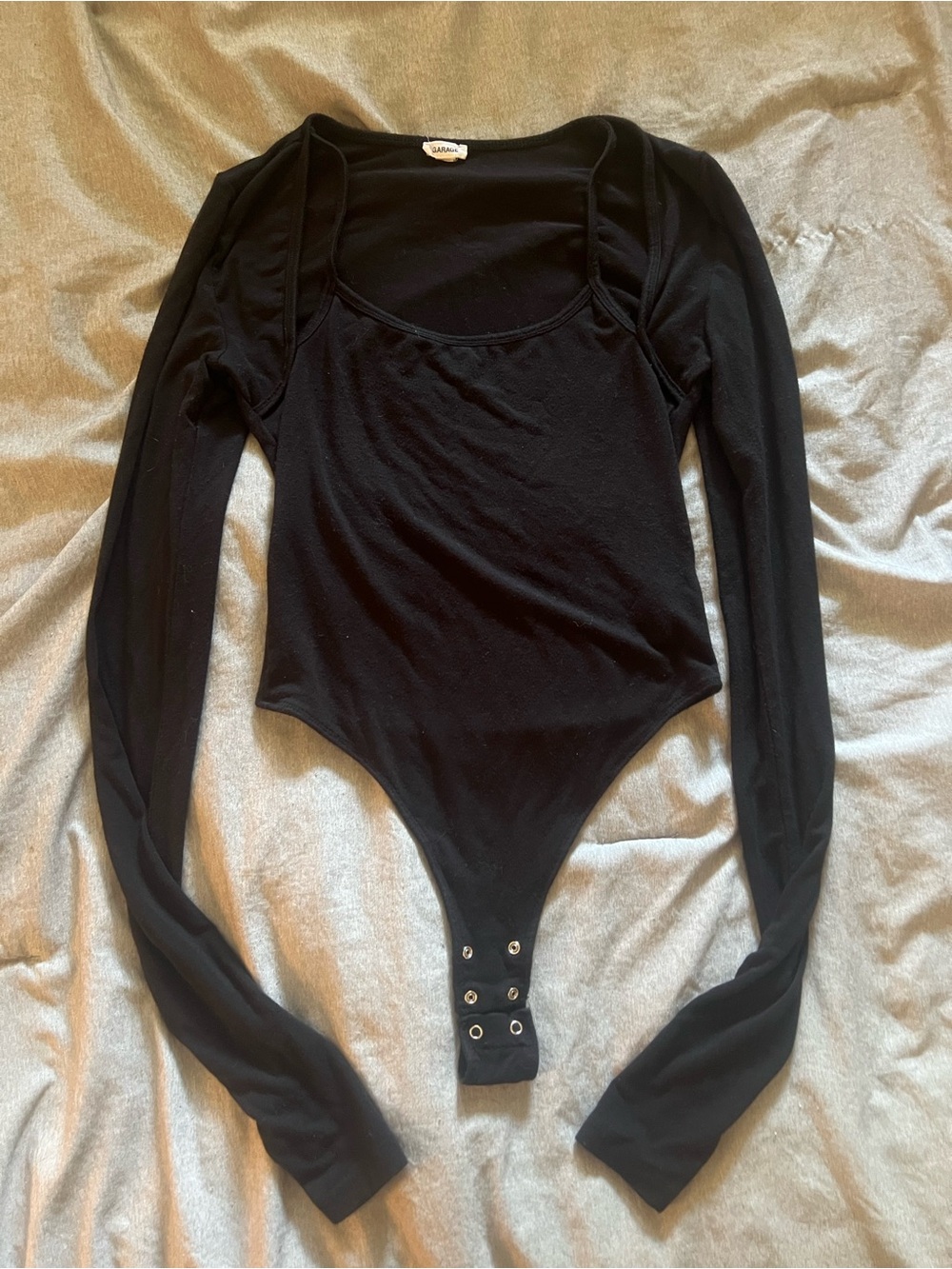 Garage Black Long-Sleeve Snap-Crotch Bodysuit